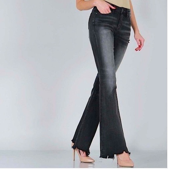 👻BOGO50%👻 🆕🩶SPECIAL A: GREY Vintage Raw Cut Hem Flare Jean 9/29 - Picture 6 of 13